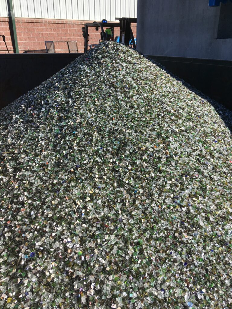 Pulverized glass gravel from Andela's glass clean-up system