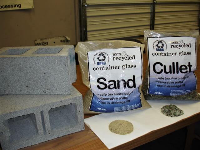 100% recycled concrete products made from crushed glass