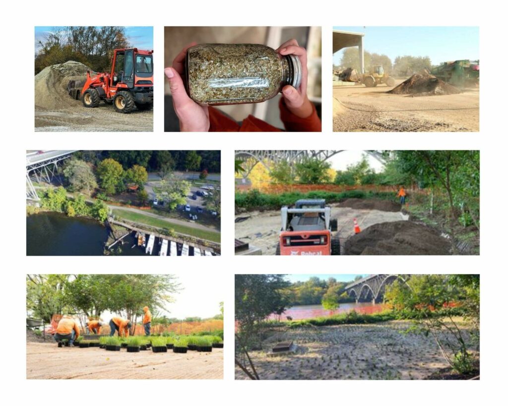 Collage of glass soil applications