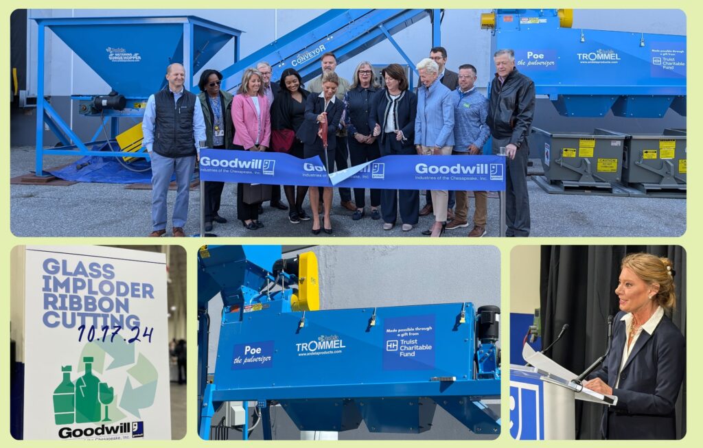 Goodwill Chesapeake Sustainability Center's new glass pulverizer