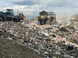 Landfill piling up with glass waste