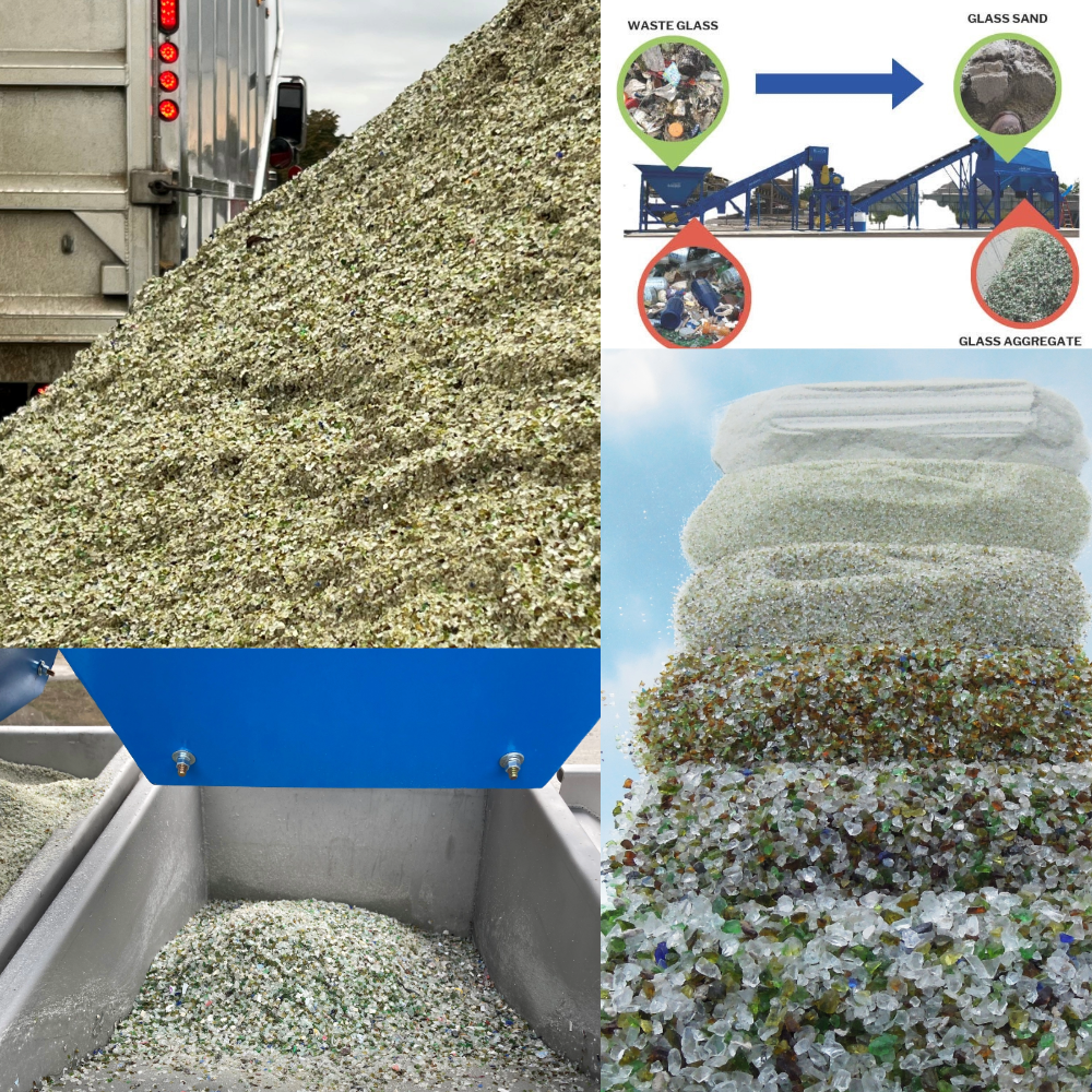 Andela glass sand and gravel cullet collage
