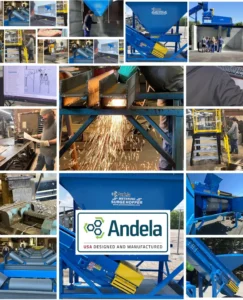 Andela Products glass recycling collage