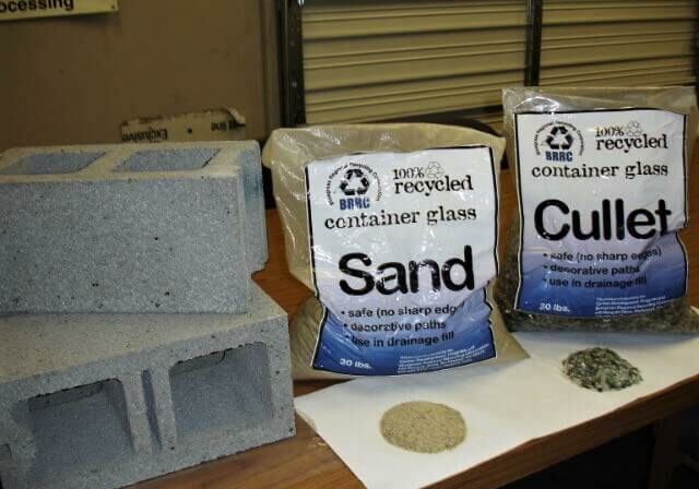 100% recycled concrete products made from crushed glass